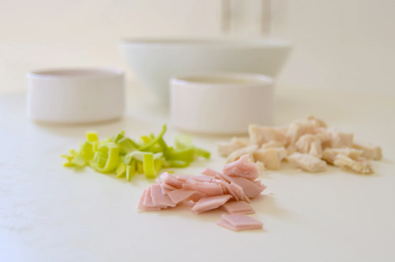Ingredients for chicken and leek pie