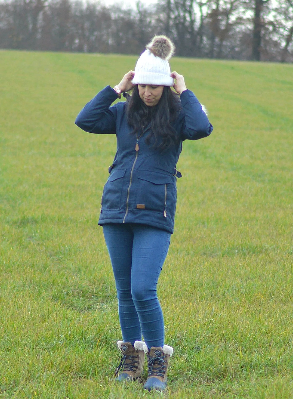 pulling on my winter hat