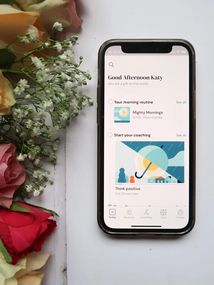 Mindshine app on a phonescreen