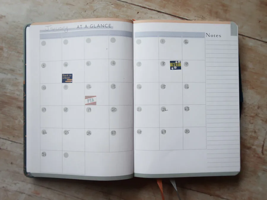 planner monthly spread