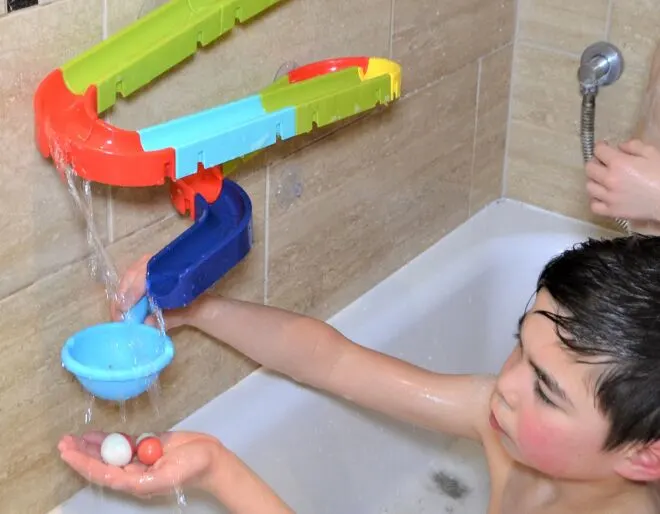 a marble run for the side of the bath