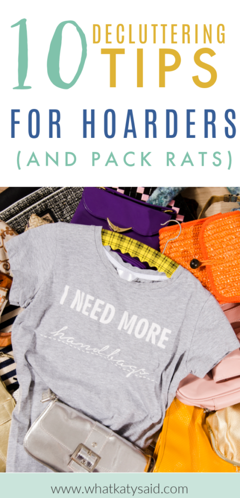 decluttering tips for hoarders pin image
