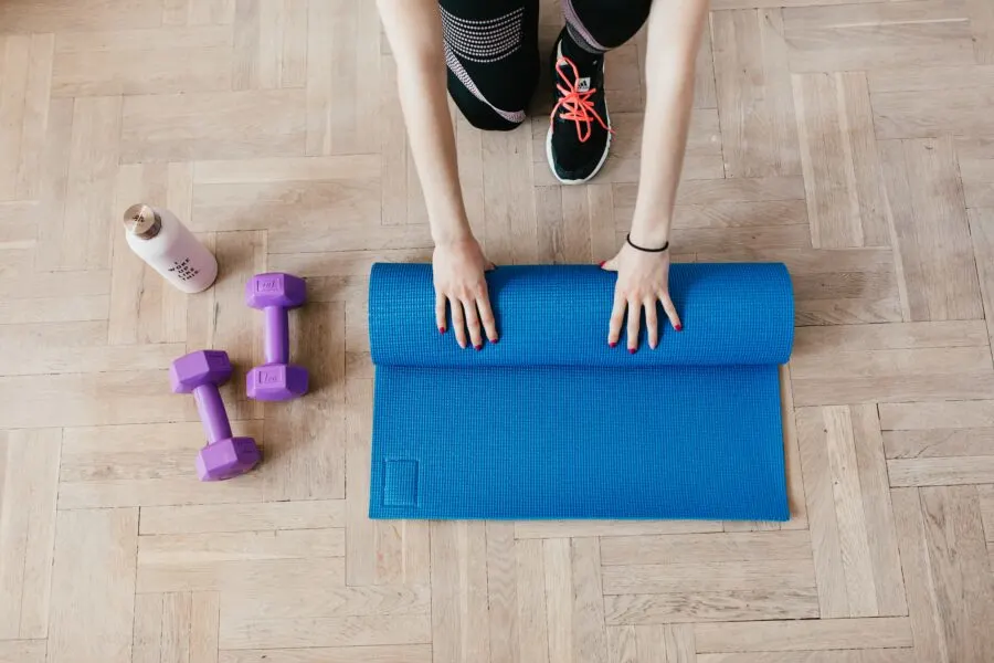 mom doing yoga