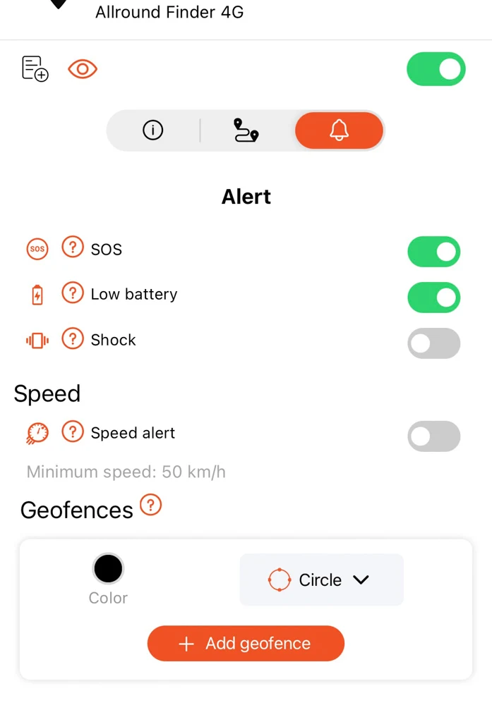 PAJ Tracker alert options