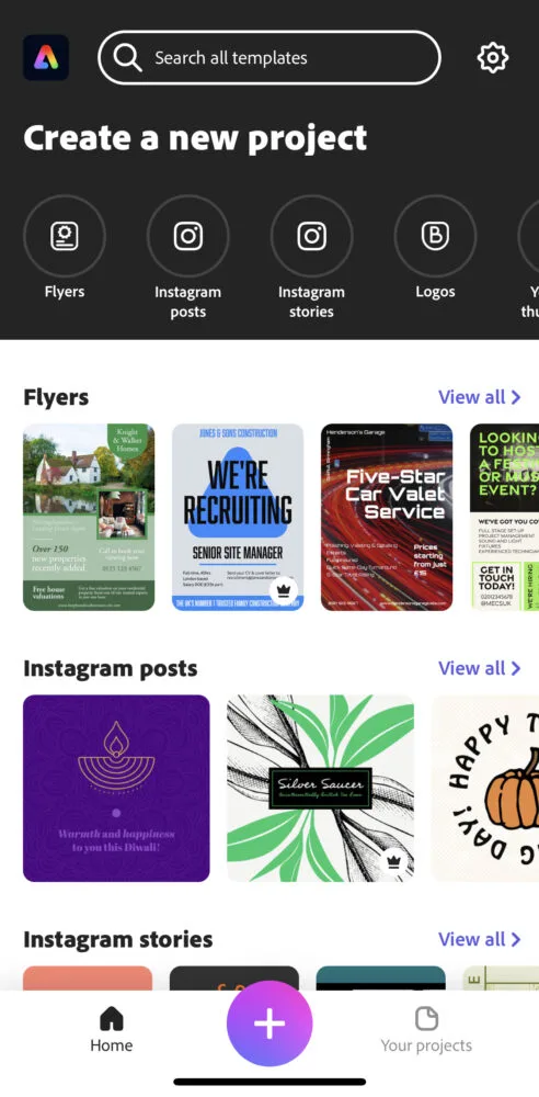 Adobe Express Mobile App