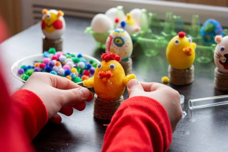 child doing Easter crafts
