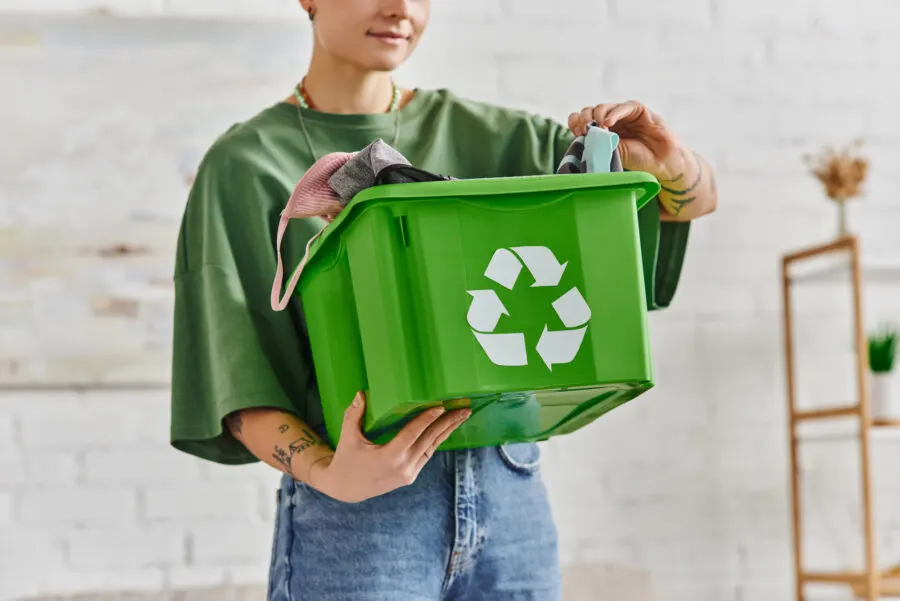 woman recycling