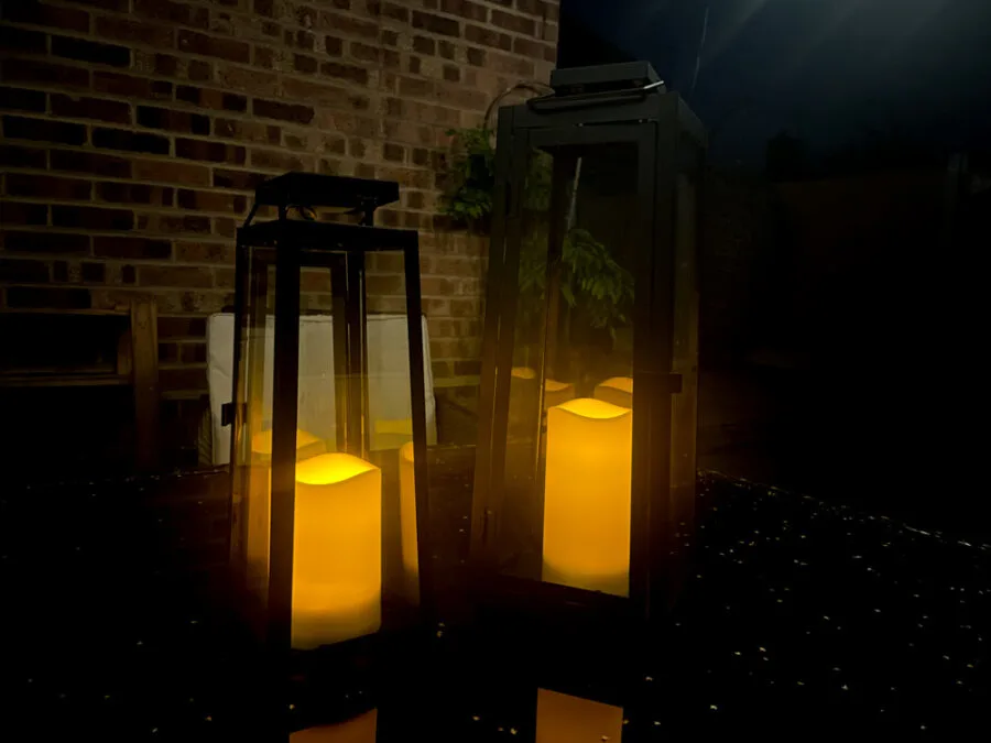 solar lanterns at night