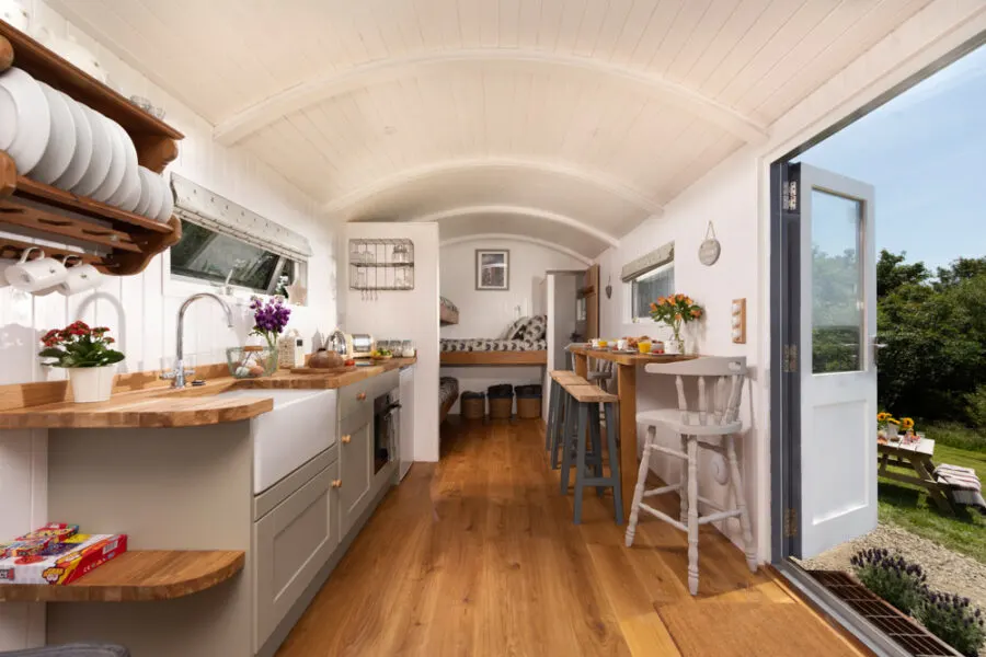 inside a shepherd's hut