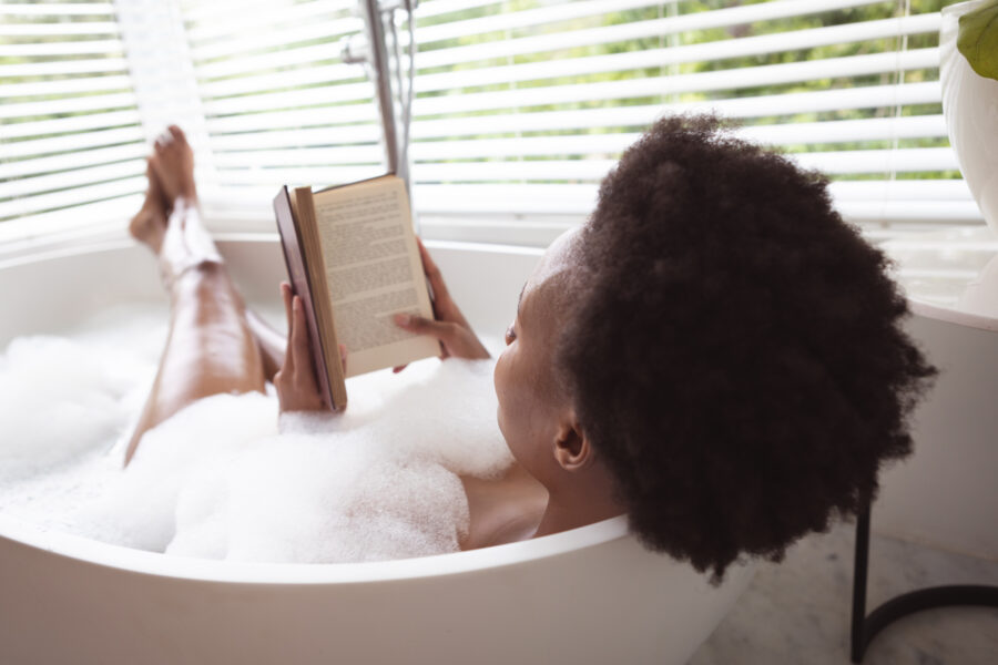 woman in bath relaxing