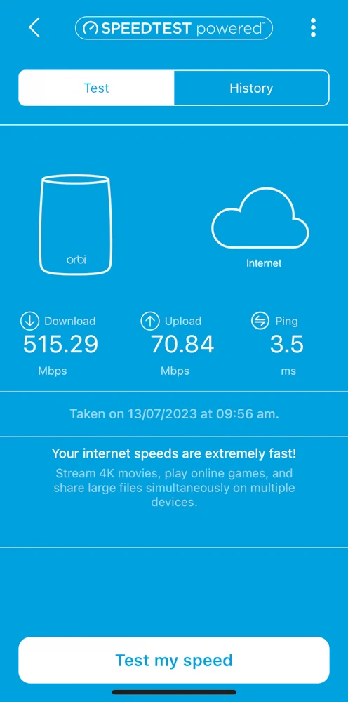 orbi speed test
