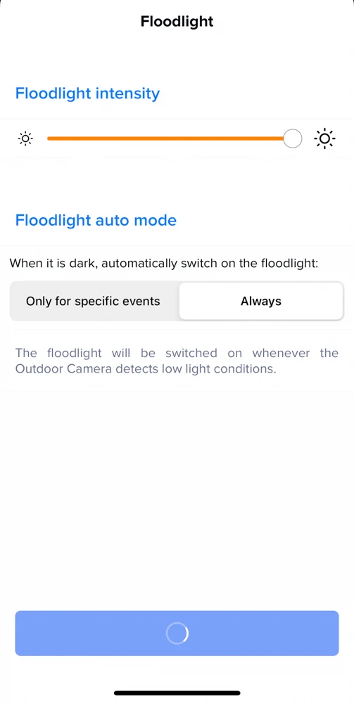 floodlight intensity netatmo camera