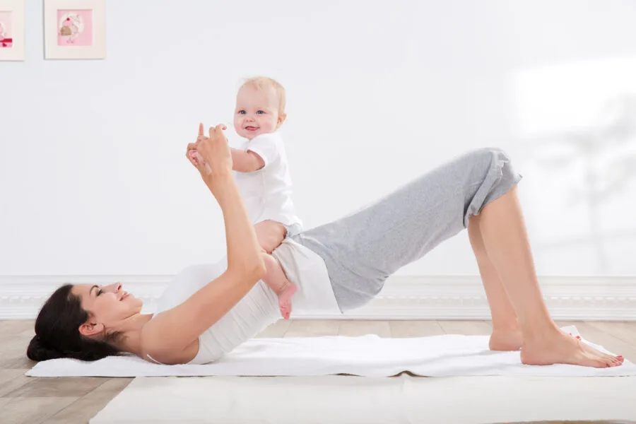 mum and baby doing yoga