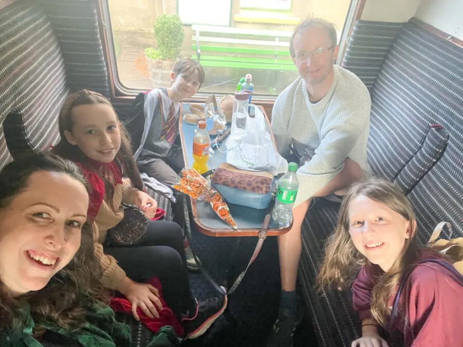 Inside steam train carriage