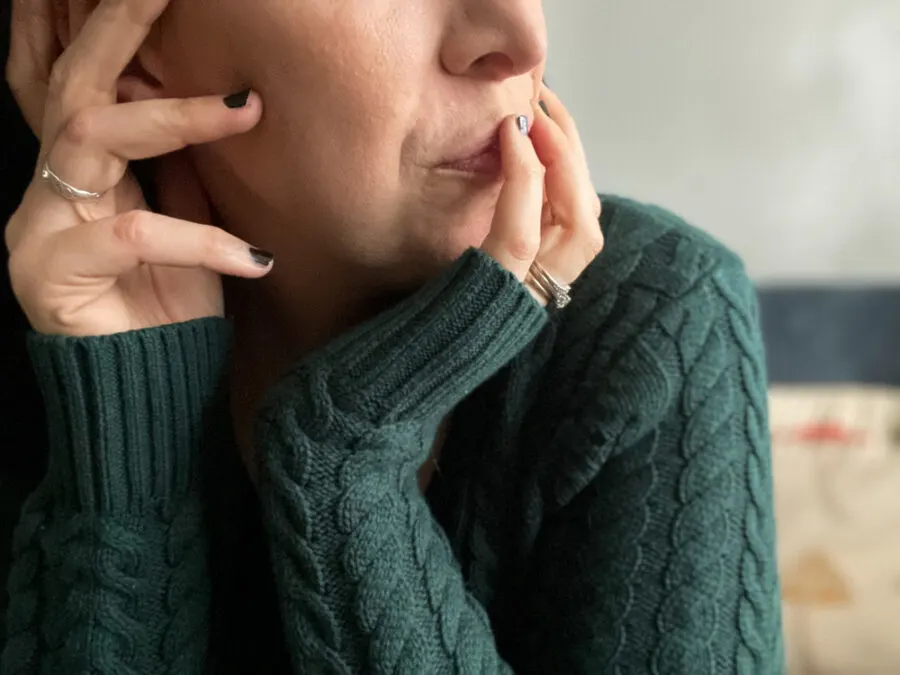 Green knitted jumper Lands End
