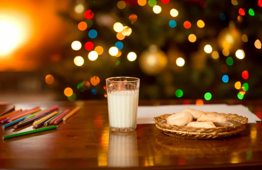 milk and cookies waiting for Santa Claus at Christmas eve
