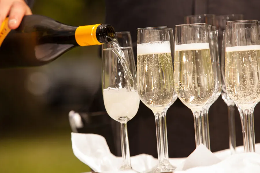 Sparkling wine in glasses