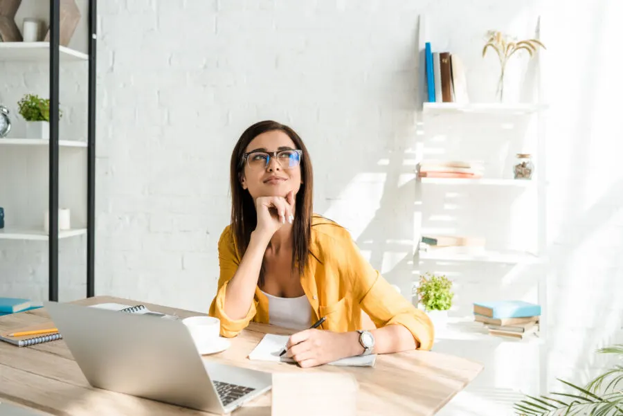 Woman working at home